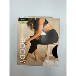 NWT Boody 3/4 Leggings Women's Medium Black Slim Fit Waistband Soft & Comfy